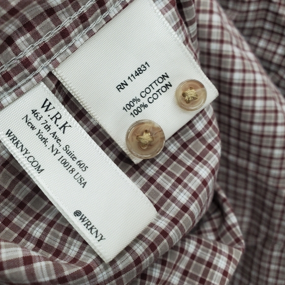 WRK Work Rest Karma Shirt Button Up Long Sleeve Mens Large Plaid - Picture 8 of 9